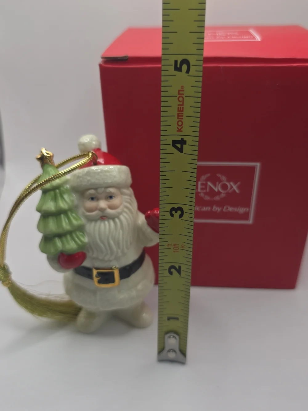 Lenox White and Red Santa Tree Holiday Ornament